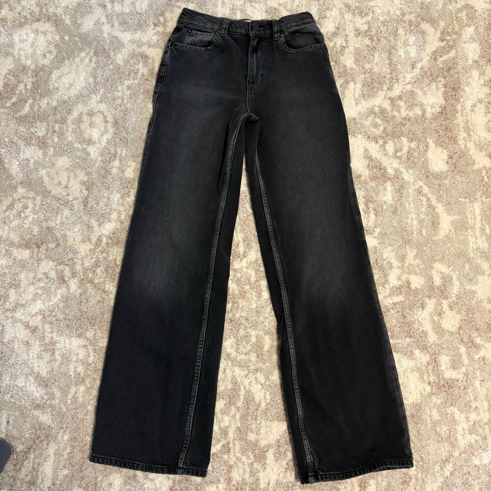 FREE PEOPLE Tinsley Baggy High Rise Straight Leg - Black Denim - SIZE 24